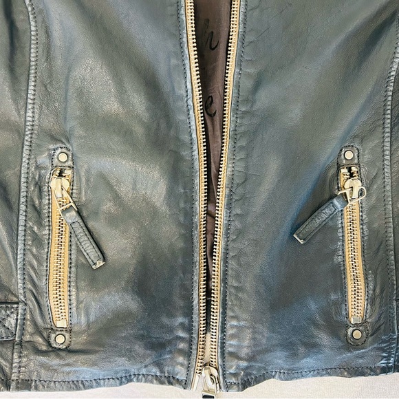 MAURITIUS Dark grey blue leather jacket - Picture 8 of 9